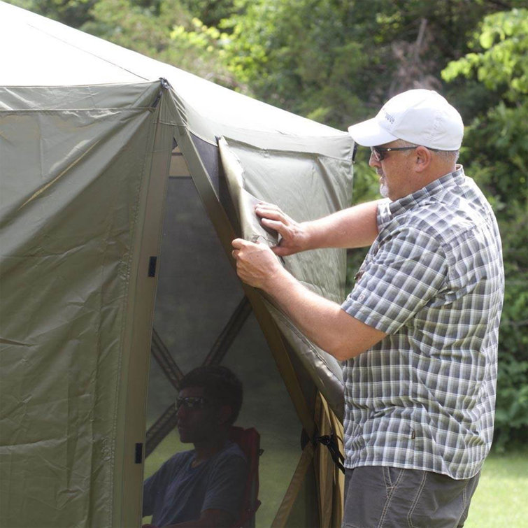 Clam tent outlet shelter